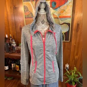 🛍️LUKKA Gray and white stripe with neon pink accent hoodie‎ jacket size M